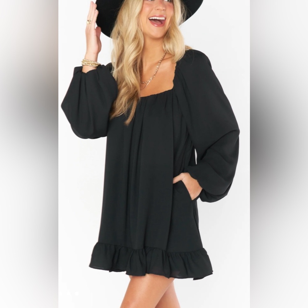 Show Me Your MuMu Black Puff Sleeve Mini Dress